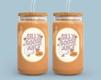 Silly Goose Juice Beer Can Glass | Coffee Lover | Gifts | Coffee Addict | Aesthetic Cup | Retro Cup |