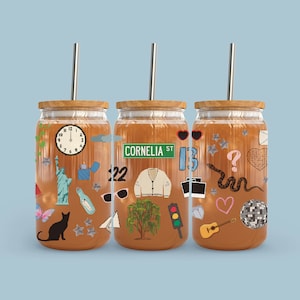 Taylor Icon Doodle Beer Can Glass| Coffee Lover | Gifts | Swiftie | Coffee Addict | Aesthetic Cup | Retro Cup |