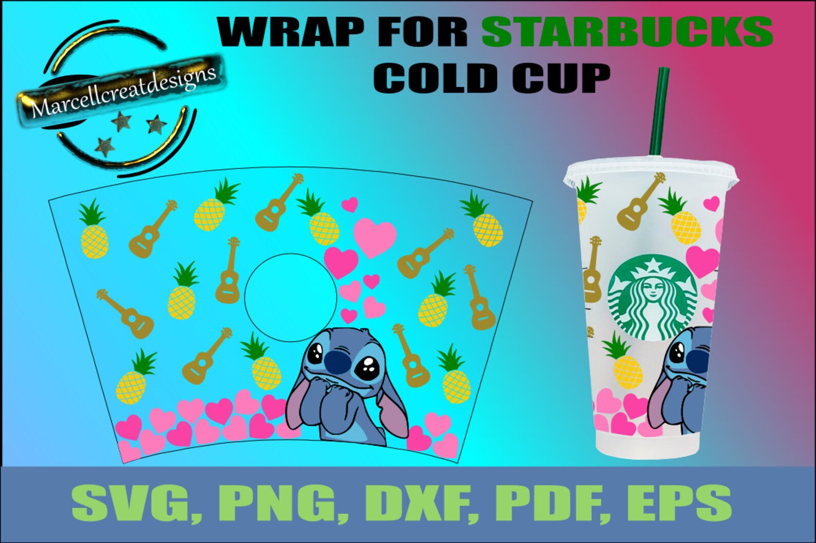 Stitch Wrap svg Full wrap for Starbucks Venti Cold Cup Svg | Etsy