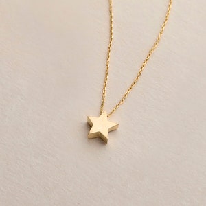 14k Solid Gold Star Necklace • Star Pendant Necklace • Celestial Necklace • Tiny Star Necklace • Valentine's Day Gift for Women