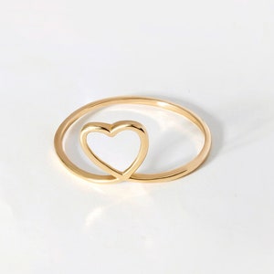 Simple Heart Ring in 14k Solid Gold for Women Love Band Ring Gold Heart Ring Dainty Heart Ring Valentine's Day Gift for Women image 7