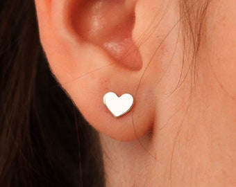 14K Solid Gold Heart Stud Earrings for Women | 14K Gold Cute Heart Earrings | 14K Gold Earrings | 14k Real Gold Jewelry | Gift for Women
