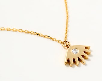 Evil Eye Necklace in 14K Solid Gold | Evil Eye Necklaces for Women | Evil Eye Pendant | Good Luck Necklace | 14k Yellow, Rose or White Gold