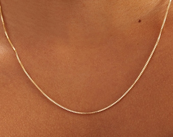 14k Real Gold Box Chain • Box Link Chain • Dainty Chain • Box Chain Necklace • Layered Necklace • Valentine's Day Gift for Women