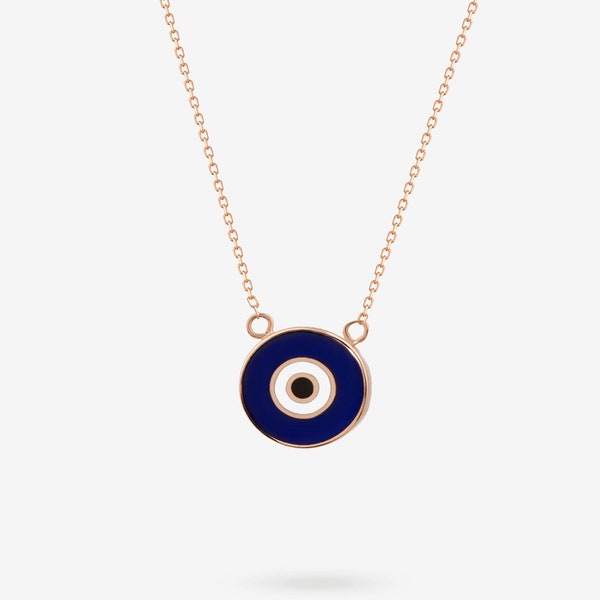 14K Solid Gold Evil Eye Necklace | Protection Necklace for Women | White, Blue, Turquoise Evil Eye Necklace | 14K Real Gold Evil Eye Jewelry
