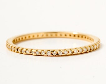 Diamond Eternity Band in 14K Solid Gold | 14k Diamond Wedding Ring | Diamond Full Eternity Ring | Stacking Rings for Women | Bridesmaid Gift