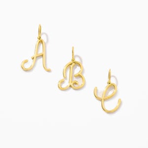 Dainty 10K or 14K Solid Gold Script Letter Pendant - Letter Jewelry
