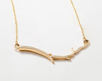 Branch Necklace in 14k Solid Gold for Women - Botanical Necklace - Forest Necklace - Pinetree Necklace - Valentine's Day Gift for Women