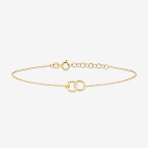 14k Solid Gold Interlocking Circles Bracelet: Connection Jewelry