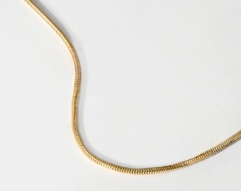 14k Solid Gold Snake Chain Necklace | 14K Real Gold Herringbone Chain for Women | Layering Necklace | Real Gold Jewelry | Gift for Women