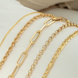 14k Solid Gold Bracelet • Cable Chain Bracelet • Rope Chain • Figaro Bracelet • Paperclip Bracelet • Link Chain Bracelet • Minimal Jewelry