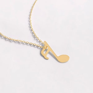 14k Gold Music Note Necklace for Women Jewelry for Musicians Gold Musical Pendant 14k Solid Gold Musical Sheet Pendant for Women image 2