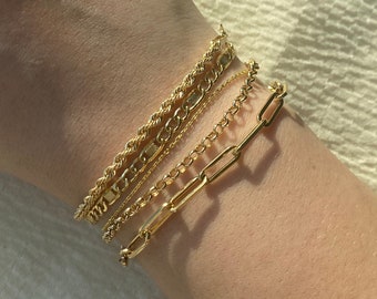 14k Solid Gold Bracelet • Cable Chain Bracelet • Rope Chain • Figaro Bracelet • Paperclip Bracelet • Link Chain Bracelet • Minimal Jewelry