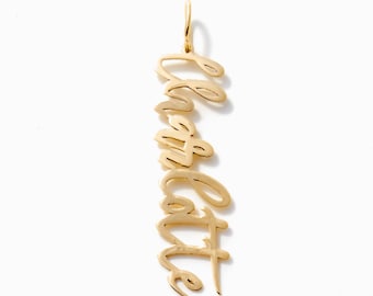 Pingente de nome personalizado em ouro maciço 14k - Colar com pingente de script