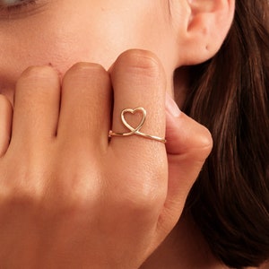 open heart stacking ring tiny