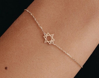 Star of David Bracelet in 14K Solid Gold | Dainty Jewish Star Bracelet for Women | 14K Real Gold Religious Jewelry | Gift for Her