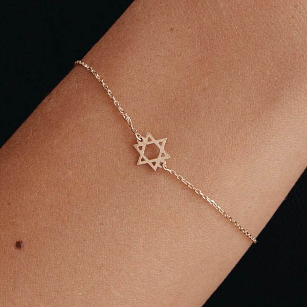 Star of David Bracelet in 14K Solid Gold | Dainty Jewish Star Bracelet for Women | 14K Real Gold Religious Jewelry | Gift for Her