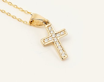 Cross Necklace for Women in 14K Solid Gold | Christian Faith Necklace | Real Gold Cross Necklace | Religious Gifts | Dainty Cross Pendant