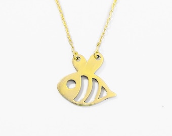 Aktully Gold Bee Necklace For Women - 14K Gold Plated Bee Pendant Choker, Minimalist Animal Jewelry Gift