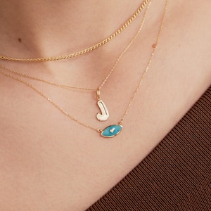 Diamond Enamel Evil Eye Necklace: 14K Solid Gold Protection Pendant