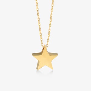 Halsband med stjärnhänge i 14k massivt guld: Celestial Jewelry Present