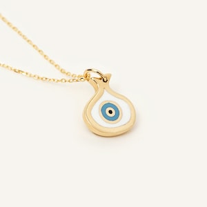 14K Solid Gold Evil Eye Necklace for Women Pomegranate Pendant Necklace Protection Necklace 14K Real Gold Jewelry Gift for Her image 1