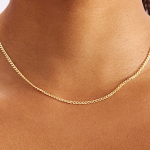 14k Solid Gold Curb Chain • Gold Cuban Chain • Layering Necklace • Gold Unisex Chain • Valentine's Day Gift for Women