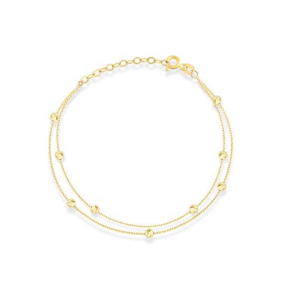 14K Solid Gold Station Bracelet