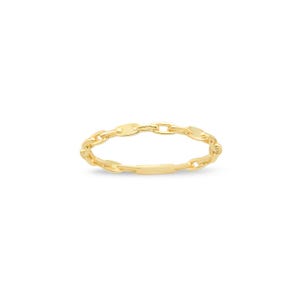 14k Solid Gold Paperclip Ring, Solid Gold Chain Ring, 14k Gold Stacking Ring for Women, Thin Ring, Everyday Ring