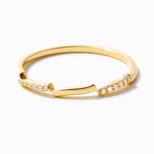 14K or 10K Solid Diamond Stacking Ring |Dainty Diamond Ring for Women| 10k or 14k Gold Stackable Ring | Anniversary or Wedding Gift
