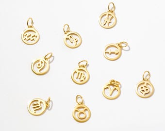 Ciondolo zodiacale in oro massiccio 14K: ciondoli Bilancia, Scorpione, Sagittario