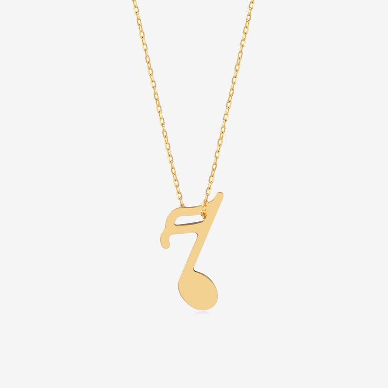 14k Gold Music Note Necklace for Women Jewelry for Musicians Gold Musical Pendant 14k Solid Gold Musical Sheet Pendant for Women image 6