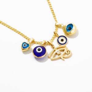 14K Solid Gold Eye of Horus Charm: Cubic Zirconia Good Luck Pendant afbeelding 3
