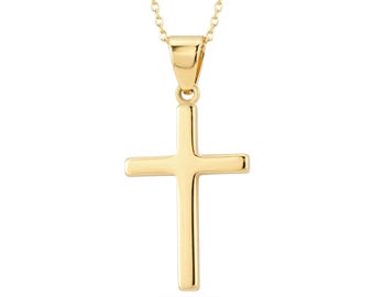 14k Solid Gold Cross Necklace: Religious Jewelry Gift