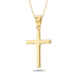 14k Solid Gold Cross Necklace: Religious Jewelry Gift