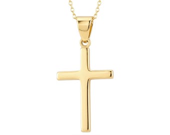14k Solid Gold Cross Necklace: Religious Jewelry Gift