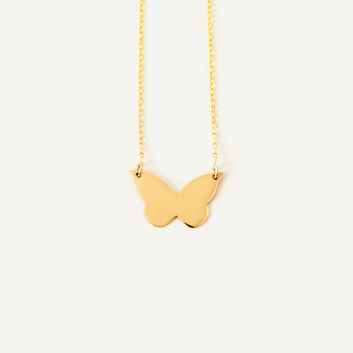 14K Solid Gold Butterfly Necklace: Minimalist Gold Necklace