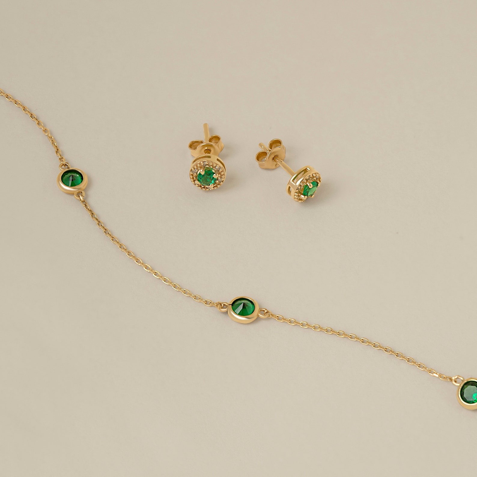 Dainty Emerald Station Bracelet for Women in 14k Solid Gold - Etsy