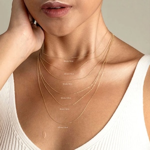 14K Solid Gold Chain Necklace Layering Necklace Box Chain, Rope Chain, Curb Chain, Wheat Chain, Cable Chain, Bead Chain Gift for Her image 8