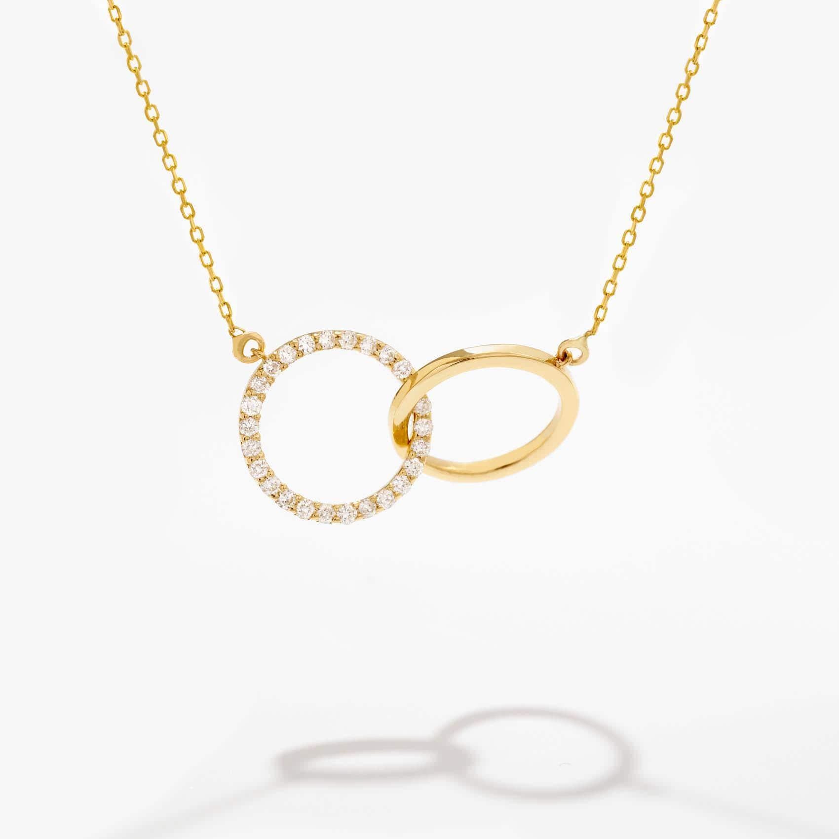 Connected Double Ring Necklace - Etsy