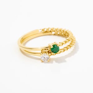 Anello con pietra portafortuna in oro massiccio 14K / Anelli con pietra portafortuna per le mamme / Anello per la mamma / Anello in vero oro 14K / Regalo per la festa della mamma