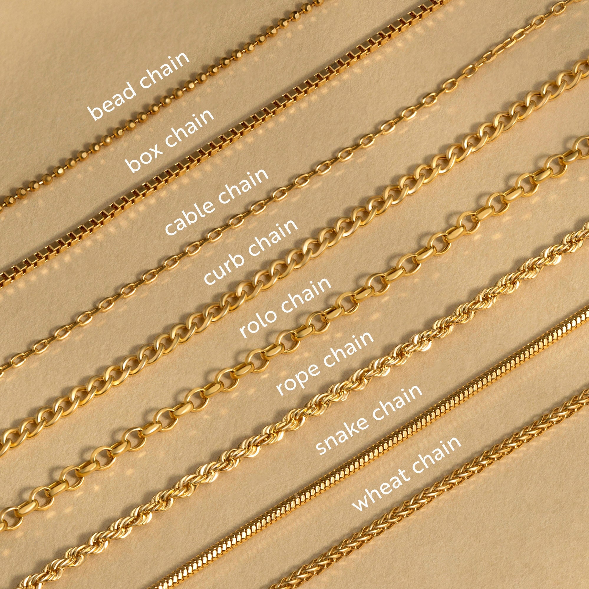14K Solid Gold Chain Necklace Layering Necklace Box Chain, Rope Chain, Curb  Chain, Wheat Chain, Cable Chain, Bead Chain Gift for Her 