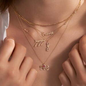 14 Solid Gold Custom Year Date Necklace | Gold Lucky Number| Zodiac Necklace | Personalized Gift image 3