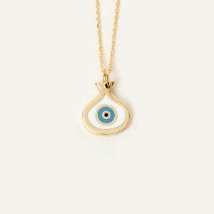 14K Solid Gold Evil Eye Necklace for Women Pomegranate Pendant Necklace Protection Necklace 14K Real Gold Jewelry Gift for Her image 4