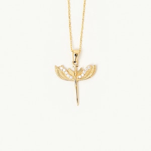14k Solid Gold Archangel Michael Pendant Necklace: Guardian Amulet