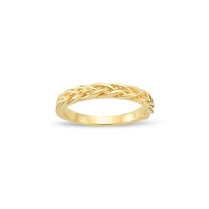 14k Solid Gold Braid Ring: Stackable Braided Band image 1