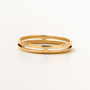 10K 14K Solid Gold  Double Band Stacking Ring| Duo Stacking Ring for Women | Minimalist Everyday Ring | 14k Gold Ring | Gift for Anniversary
