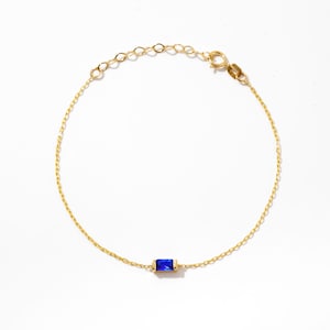 14K Solid Gold Baguette Birthstone Bracelet: Personalized Women's Jewelry
