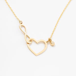 14k Solid Gold Infinity Heart Necklace: Diamond Valentine&#39;s Gift