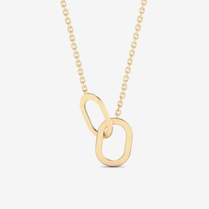 Interlocking Circles Necklace in 14k Real Gold | Intertwined Rings Pendant Necklace for Women |14k Solid Gold Jewelry | Gift for Women